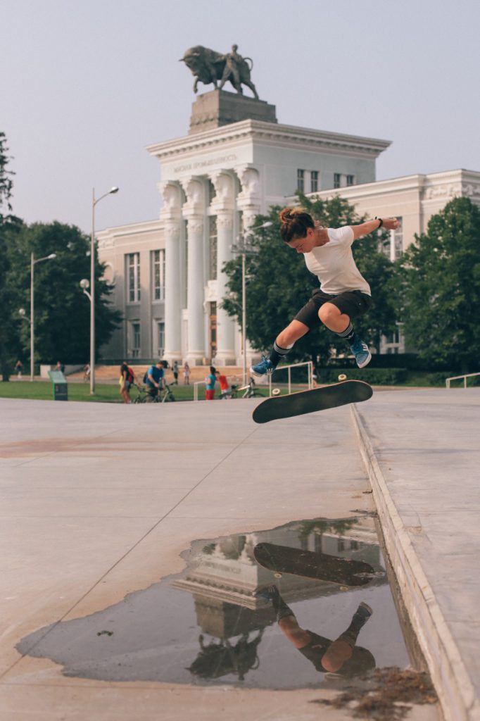 atya Ilyushina kickflip Skate Moscow at VDNKh. Photo by Sarah Huston