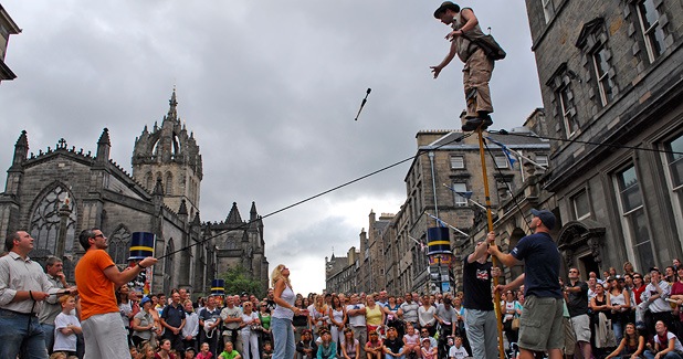 street performers at Edinburgh Fringe Festival. One of the best entertainment and comedy festivals in the world. 