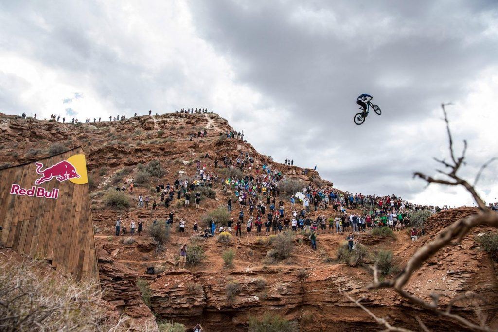 Massive MTB gap jump at the Red bull Rampage, one of the bucket List events for Two-Wheel Addicts