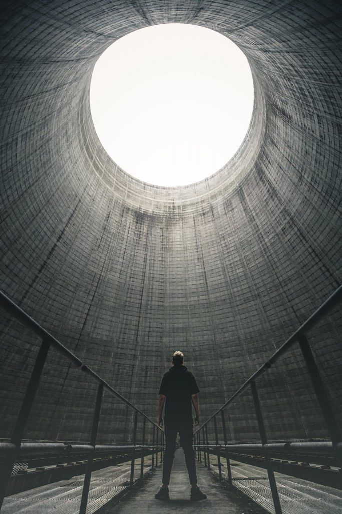 inside a cooling tower of a nuclear power plant