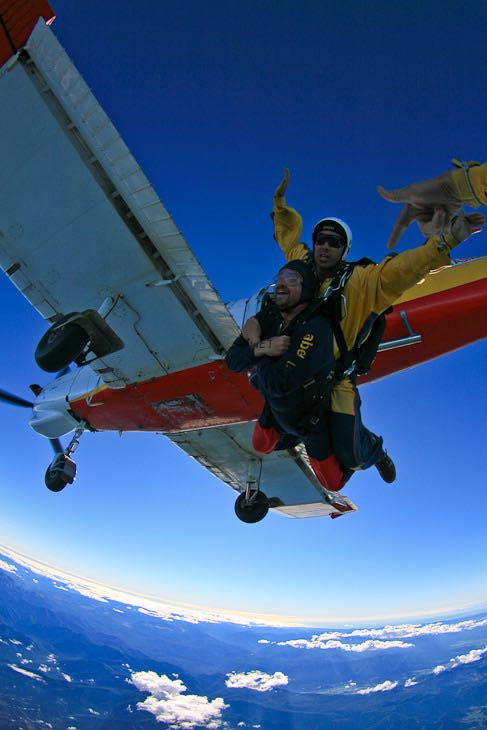 Skydiving in New Zealand leaving the plane