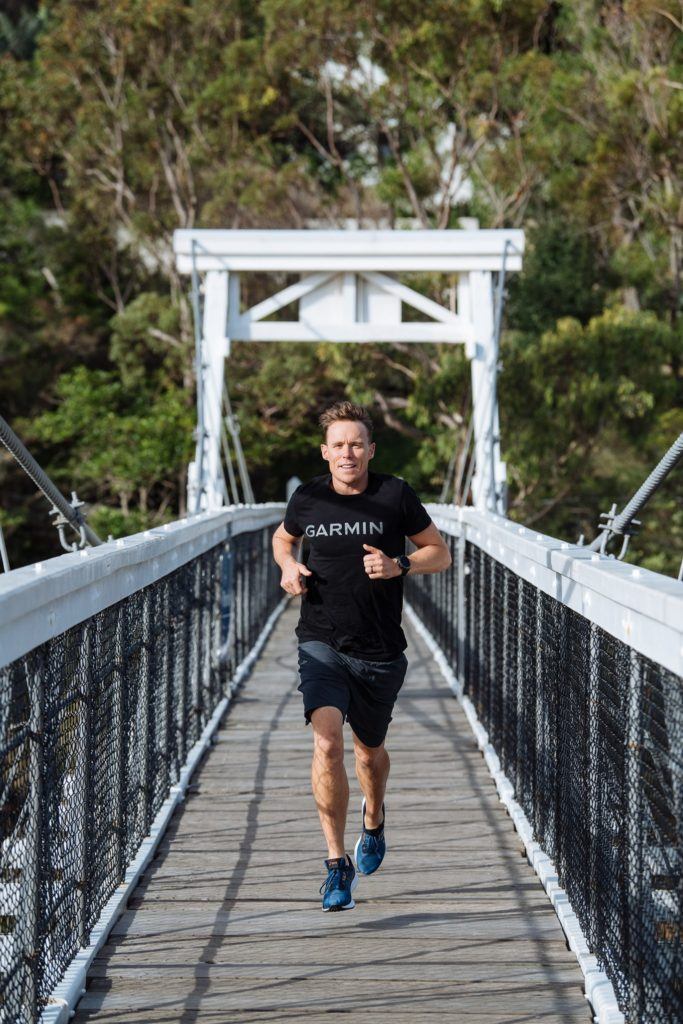 running across the bridge