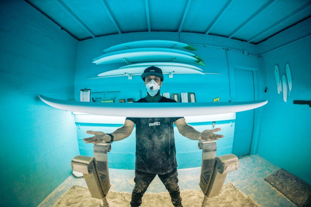 Nuno Matta in his shaping bay Surfboard Shapers in Portugal