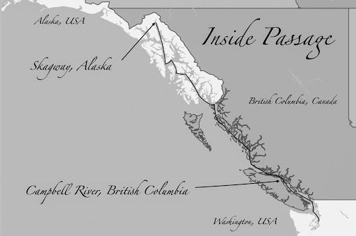 Inside Passage map of Canada and Alaska